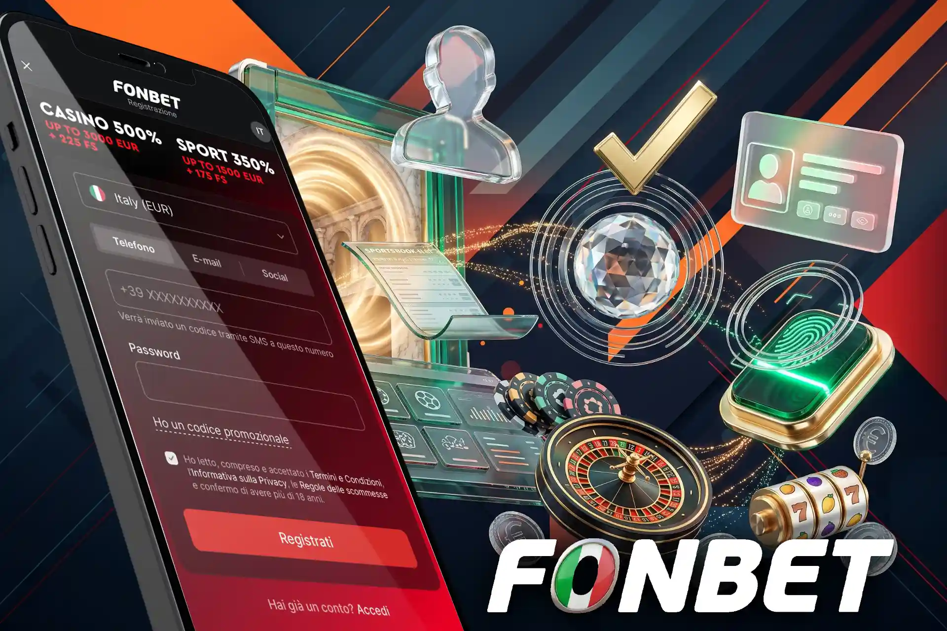 Fonbet procedura di registrazione per creare un nuovo account.